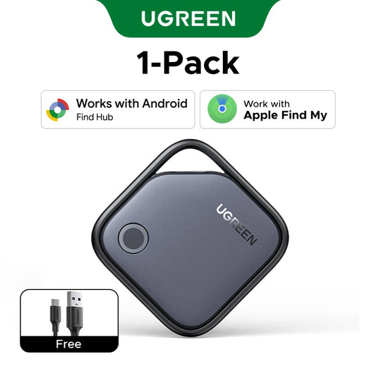 UGreen Dual System Compatible Smart Finder for Apple Find My (iOS) and Find Hub App (Android) Bluetooth Tracker Card