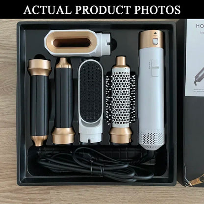 5-in-1 Professional Hair Dryer, Styling Tool Set, Hot Comb, Curling Iron, and Hair Straightener