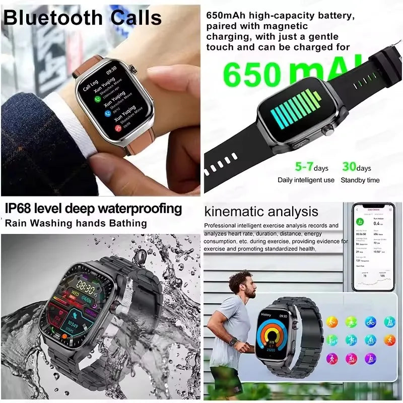 Smart Watch 2025 with Micro Physical Examination ECG, Uric Acid and Body Fat Monitoring, Bluetooth Calling
