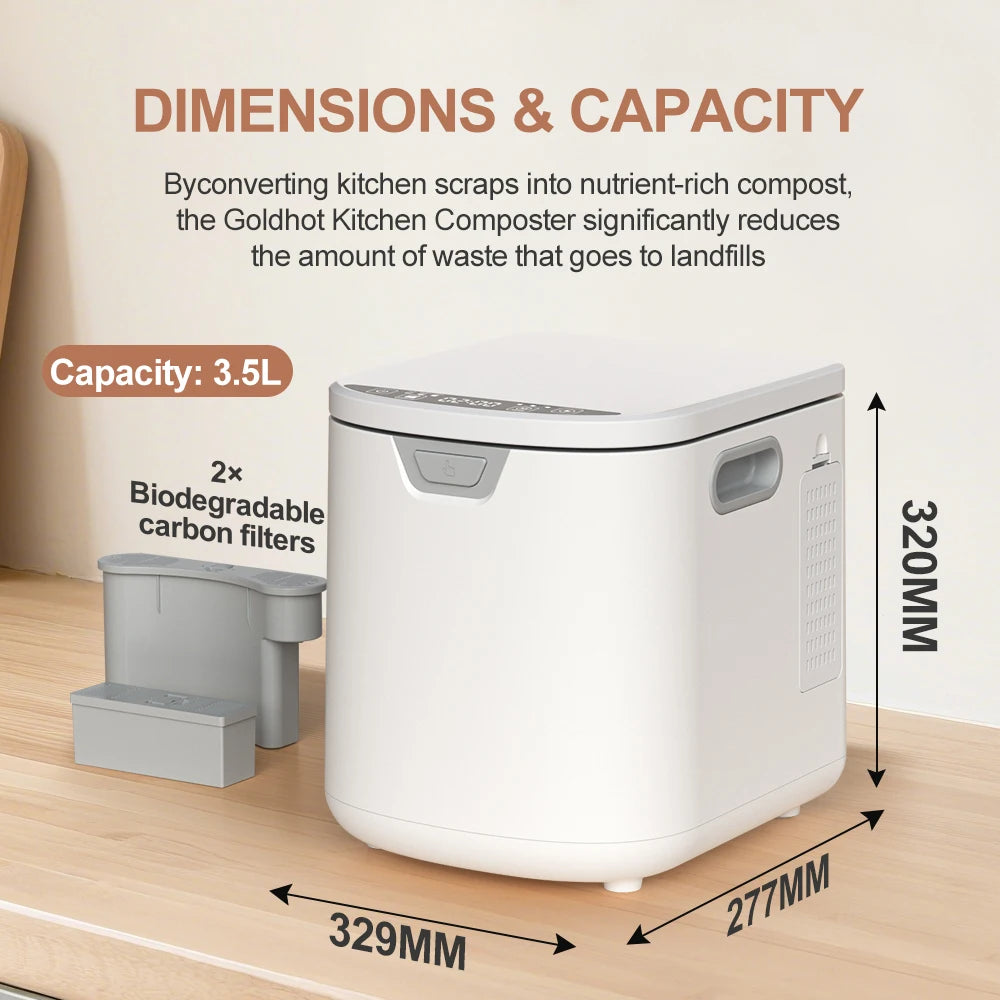 Electric Kitchen Composter 4.2L - Home Smart Food Waste Recycling Machine for Dry Fertilizer Production