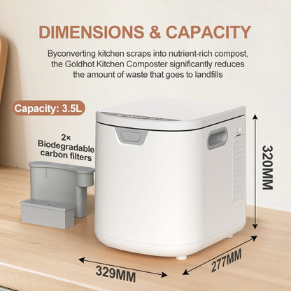 Electric Kitchen Composter 4.2L - Home Smart Food Waste Recycling Machine for Dry Fertilizer Production