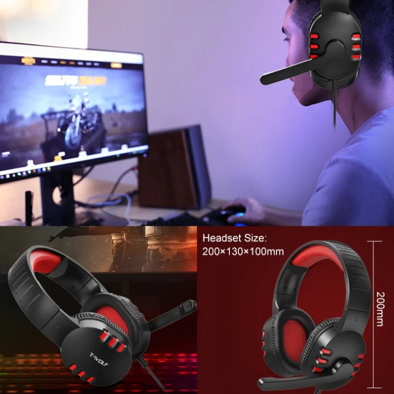 TF800 4-in-1 Gaming Combo: Wired Mouse, Keyboard, Earphones, and Extra-Large LED Rainbow Backlit Mousepad for PC and Laptop