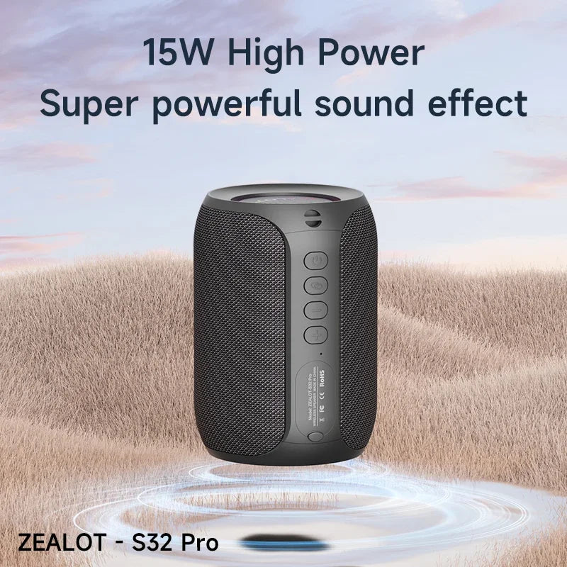 Zealot S32 Pro Bluetooth Waterproof Portable Subwoofer Speaker with Dual Pairing and 3600mAh Battery