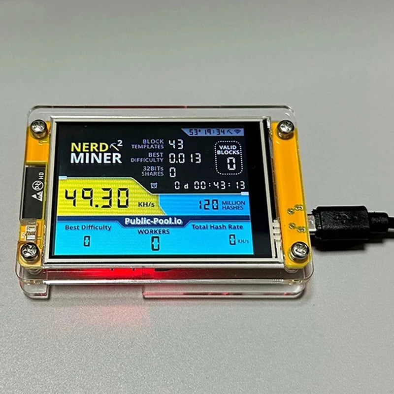 Nerdminer V3 2.8-Inch Bitcoin Solo Mining Machine for Cryptocurrency Mining