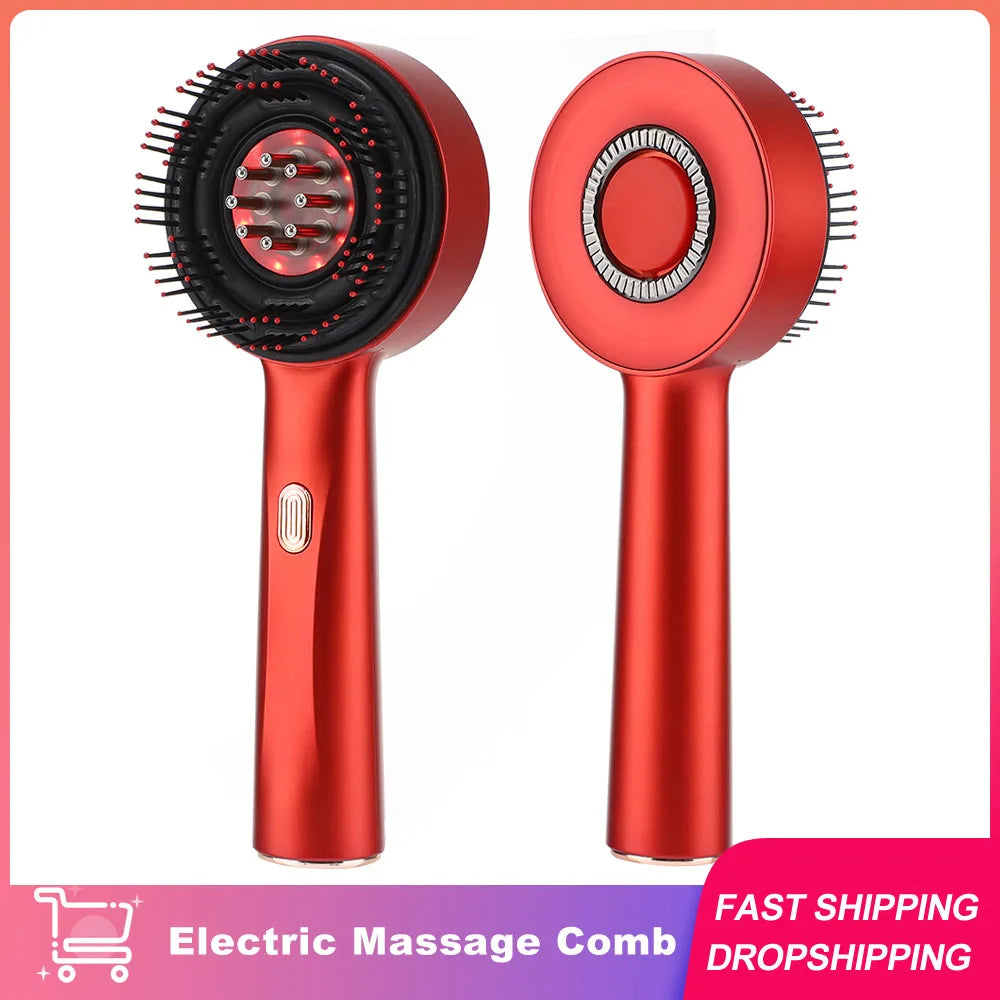Electric Massage Comb with Vibration, Red Light Therapy for Hair Growth and Scalp Massage, Anti-Hair Loss Oil Applicator