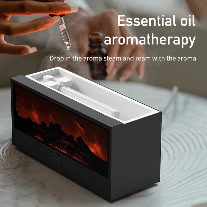  Fireplace Air Humidifier and Aroma Essential Oil Diffuser with Auto-Off Feature, LED Light, and Remote Control - Ideal Gift Option