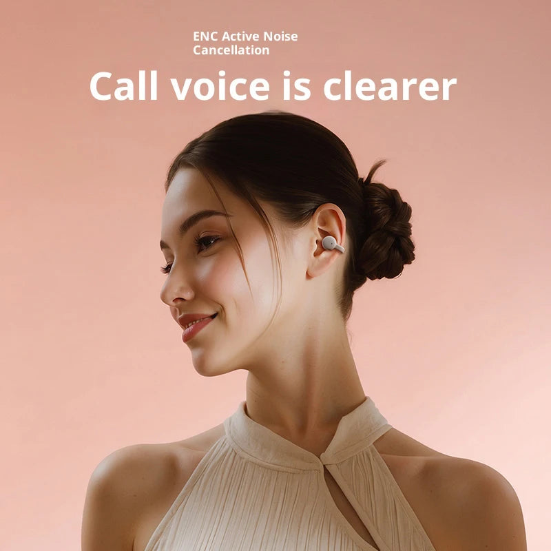 Open Ear Bone conduction Wireless Earphones with Microphone and Bluetooth 5.4 - Sports Clip-On Headphones