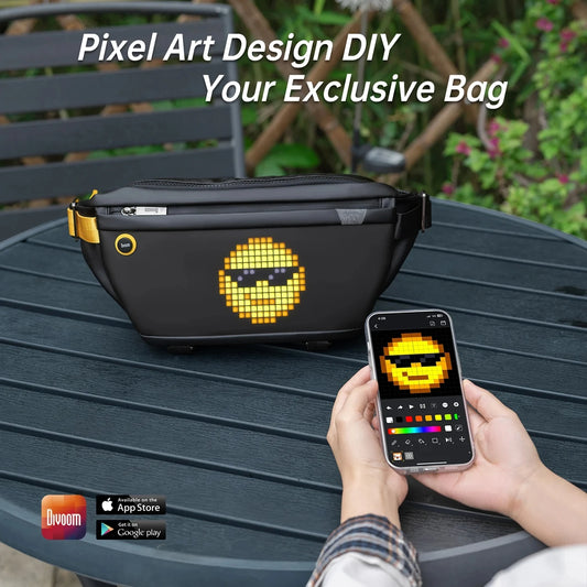 Pixel Art Sling Bag Speaker - Waterproof Design for Biking, Hiking, and Outdoor Activities with Ample Storage Space