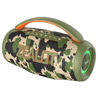 Zealot P12 60W Portable Bluetooth Speaker with IPX6 Waterproofing, Ergonomic Handle, Adjustable Lighting, TF and USB Connectivity