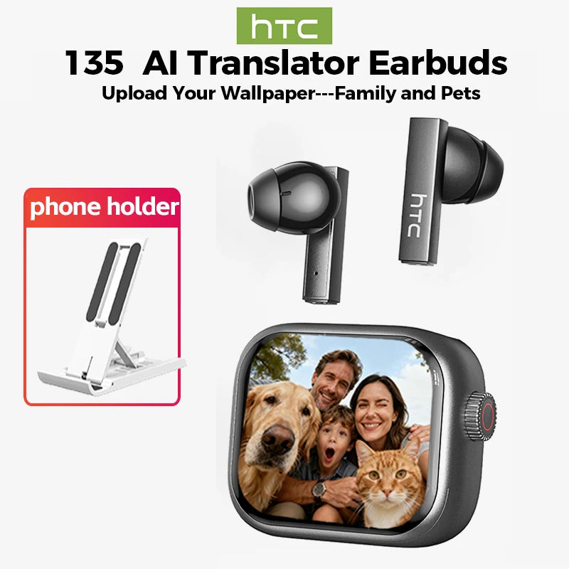 HTC NE40 Ultra HD Wireless Earphones with AI Translator, Bluetooth V6 Sports In-Ear Headphones and Noise Reduction Microphone