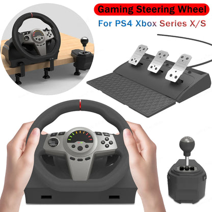 Professional Gaming Racing Wheel with Shifter and Pedals - 270° Steering Wheel Compatible with PS3, PS4,PS5, Switch, Xbox One, and Xbox Series X/S