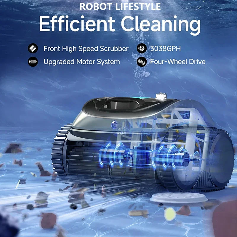 WYBOT C1 Wireless Robotic Swimming Pool Cleaner with APP Control for Floor, Wall, and Waterline Cleaning - 120 Minutes Runtime