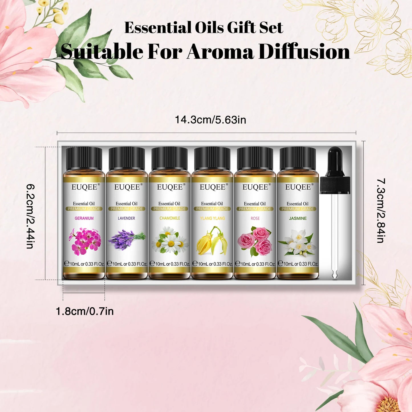 Essential Oils Set - 6 x 10ml Pure Natural Aromatherapy Oils for Diffusers, Candle and Soap Making, and Air Freshening