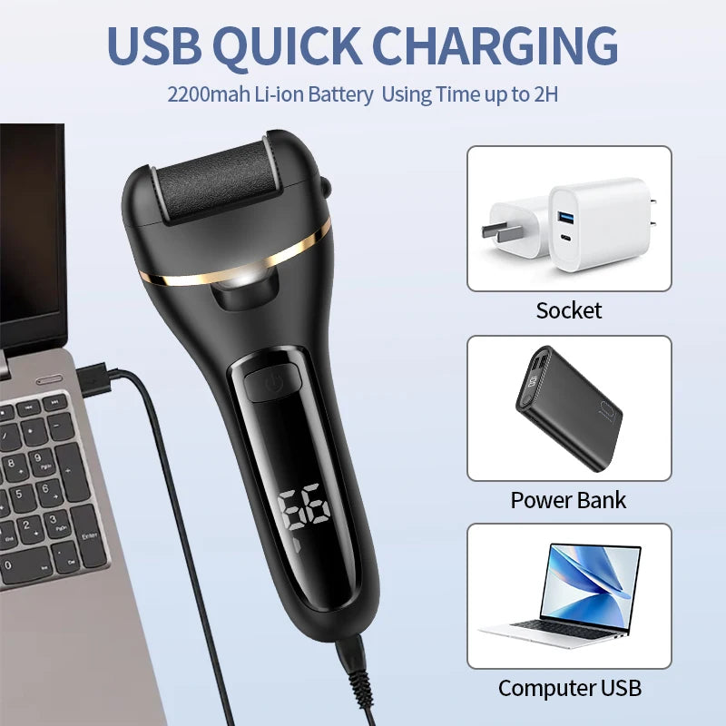  Electric Foot Grinder - USB-Powered Callus Remover with Adjustable Speed Settings 