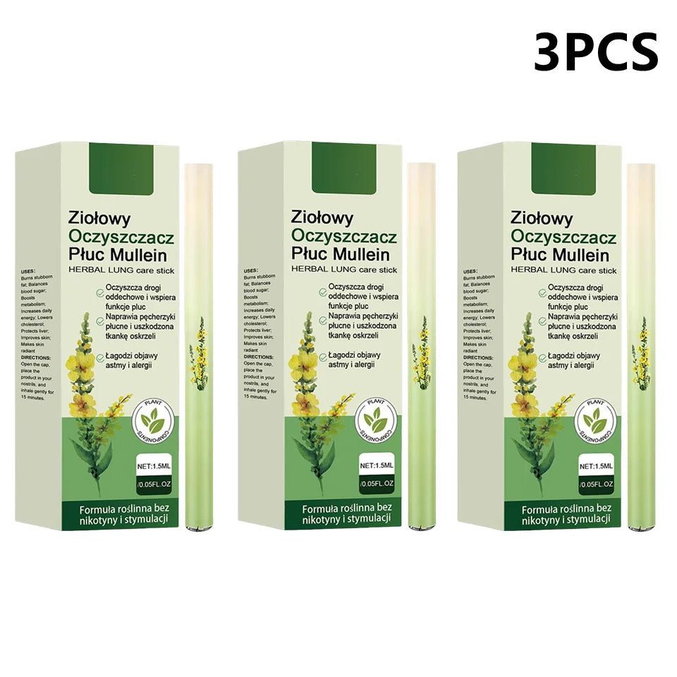 Herbal Diffuser Pen Set with Mullein, Mint, and Rosemary Extracts for Lung Cleansing and Enhanced Breathing Quality