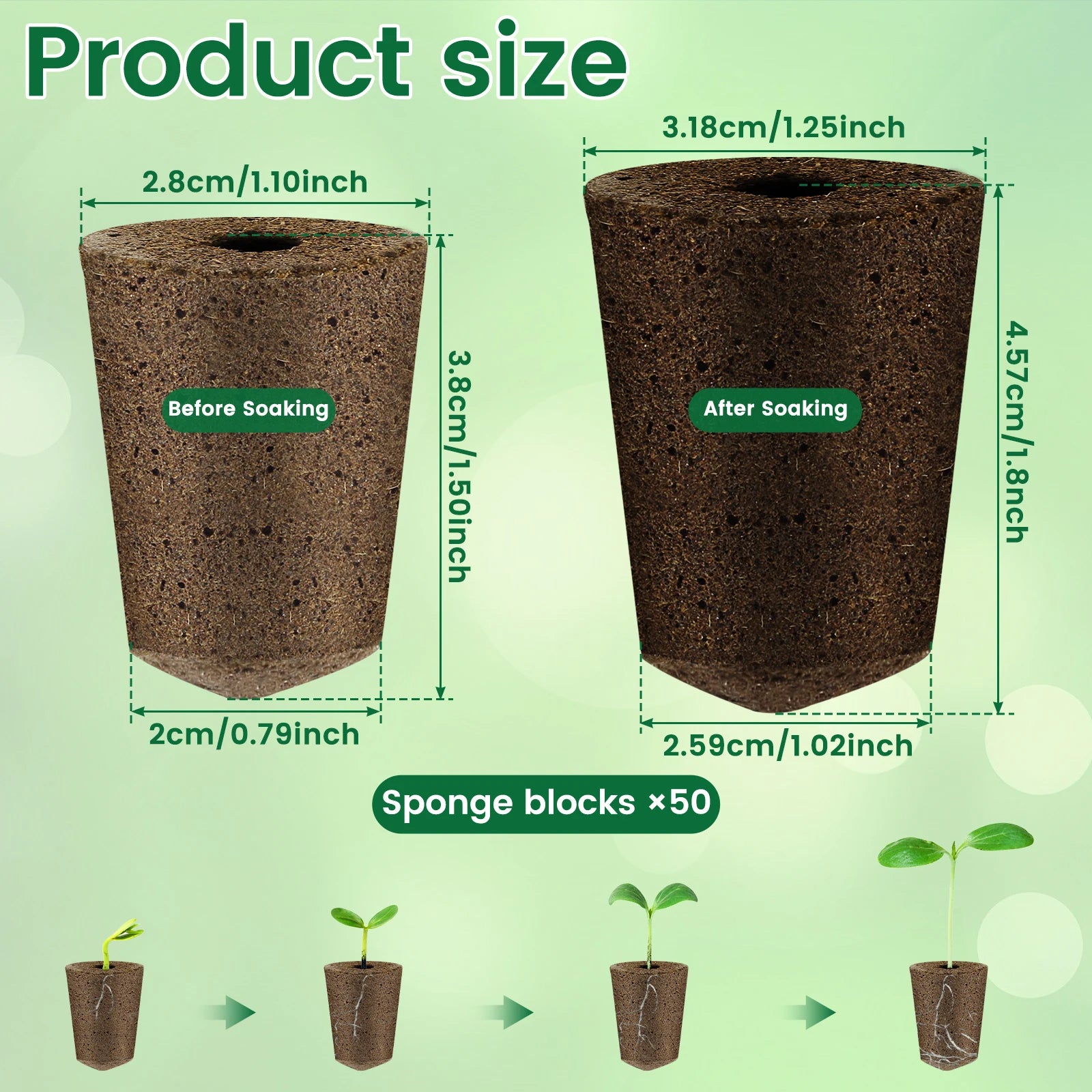 50-Pack Hydroponic Seed Grow Sponges for Root Development - Gardening Pods and Planting Accessories