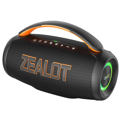 Zealot P12 60W Portable Bluetooth Speaker with IPX6 Waterproofing, Ergonomic Handle, Adjustable Lighting, TF and USB Connectivity