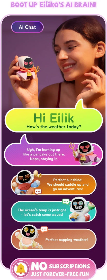 Eiliko Smart Robot: Portable Emotional Interaction Companion with Extended Battery Life 