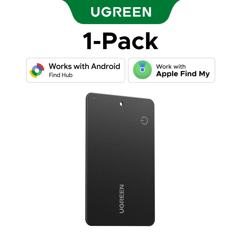 UGreen Dual System Compatible Smart Finder for Apple Find My (iOS) and Find Hub App (Android) Bluetooth Tracker Card