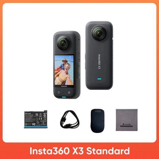 Insta 360 X3 - Waterproof 360 Action Camera with 1/2" 48MP Sensors, 5.7K 360 Active HDR Video, 72MP Photo, and 4K Single-Lens Capability
