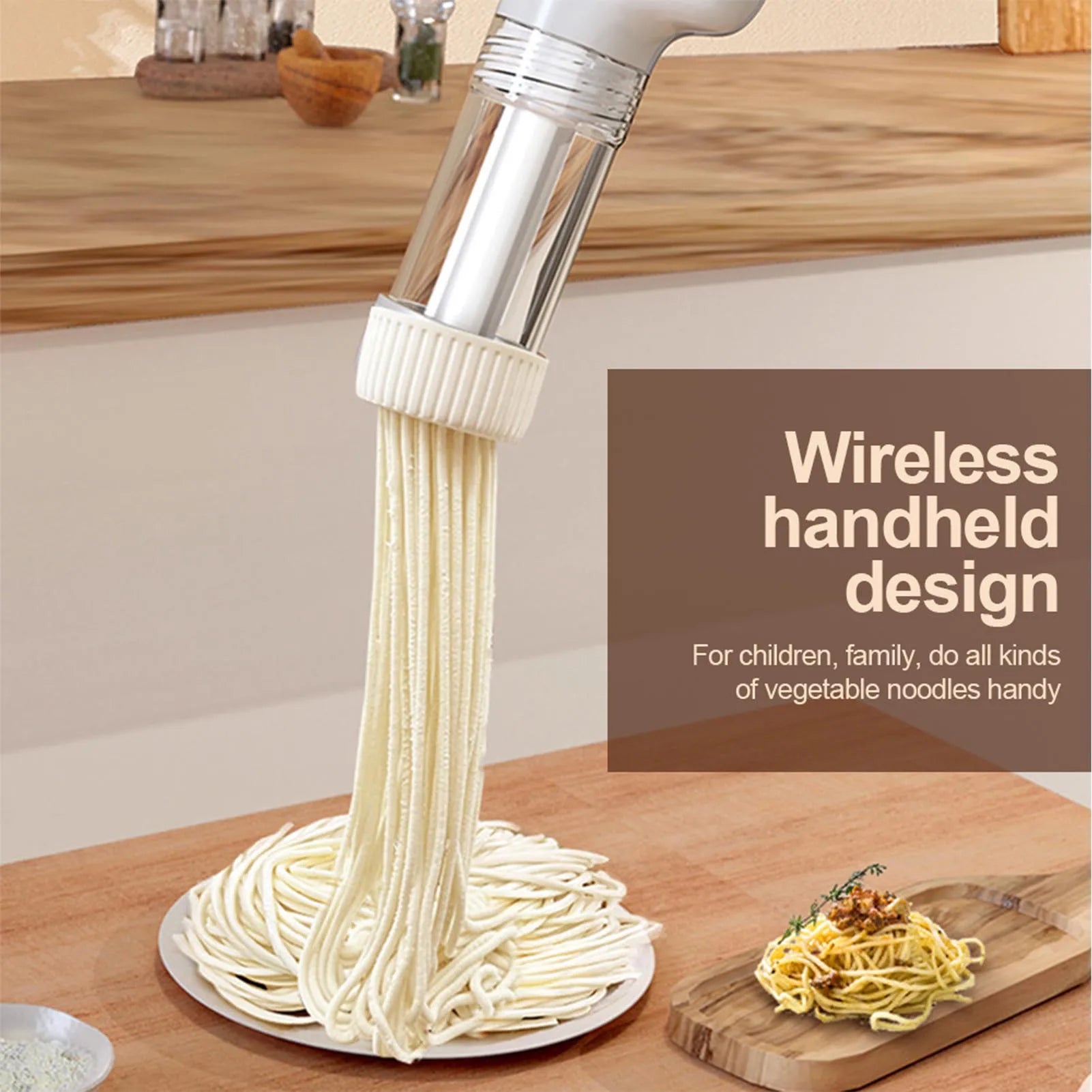Handheld Pasta and Noodle Maker Machine 6In 1 Cordless Portable Spaghetti Noodles Maker with Dough Cutter
