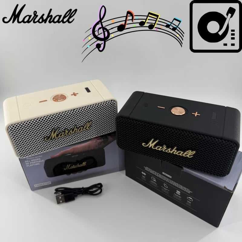 Marshall EMBERTON Portable Bluetooth Speaker - Wireless Retro Music Player with Stereo Subwoofer for Home and Sports