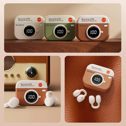 Open Ear Bone conduction Wireless Earphones with Microphone and Bluetooth 5.4 - Sports Clip-On Headphones