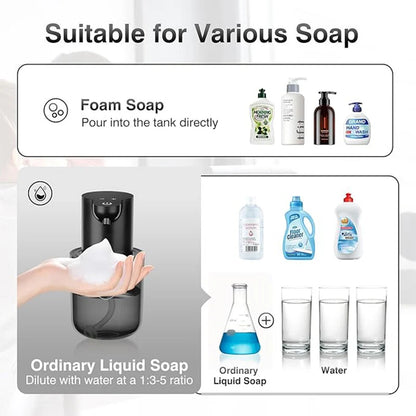 400ml Rechargeable Automatic Sensor Soap Dispenser - Wall-Mounted Electric Foam Hand Sanitizer for Bathrooms