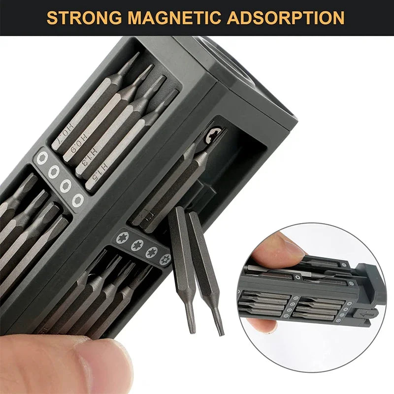 Professional Precision Screwdriver Set - 32-in-1 Torx, Hex, and Phillips Magnetic Bits for Phone, Watch, and Laptop Repairs
