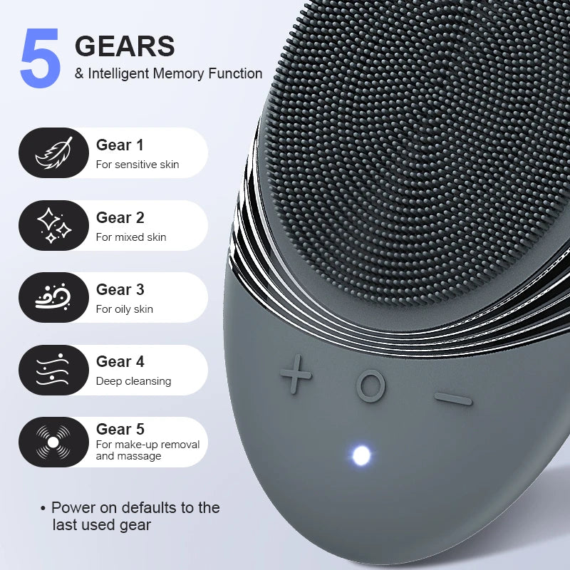 Rechargeable Facial Cleansing Brush with 5 Modes for Deep Cleaning for Men and Women