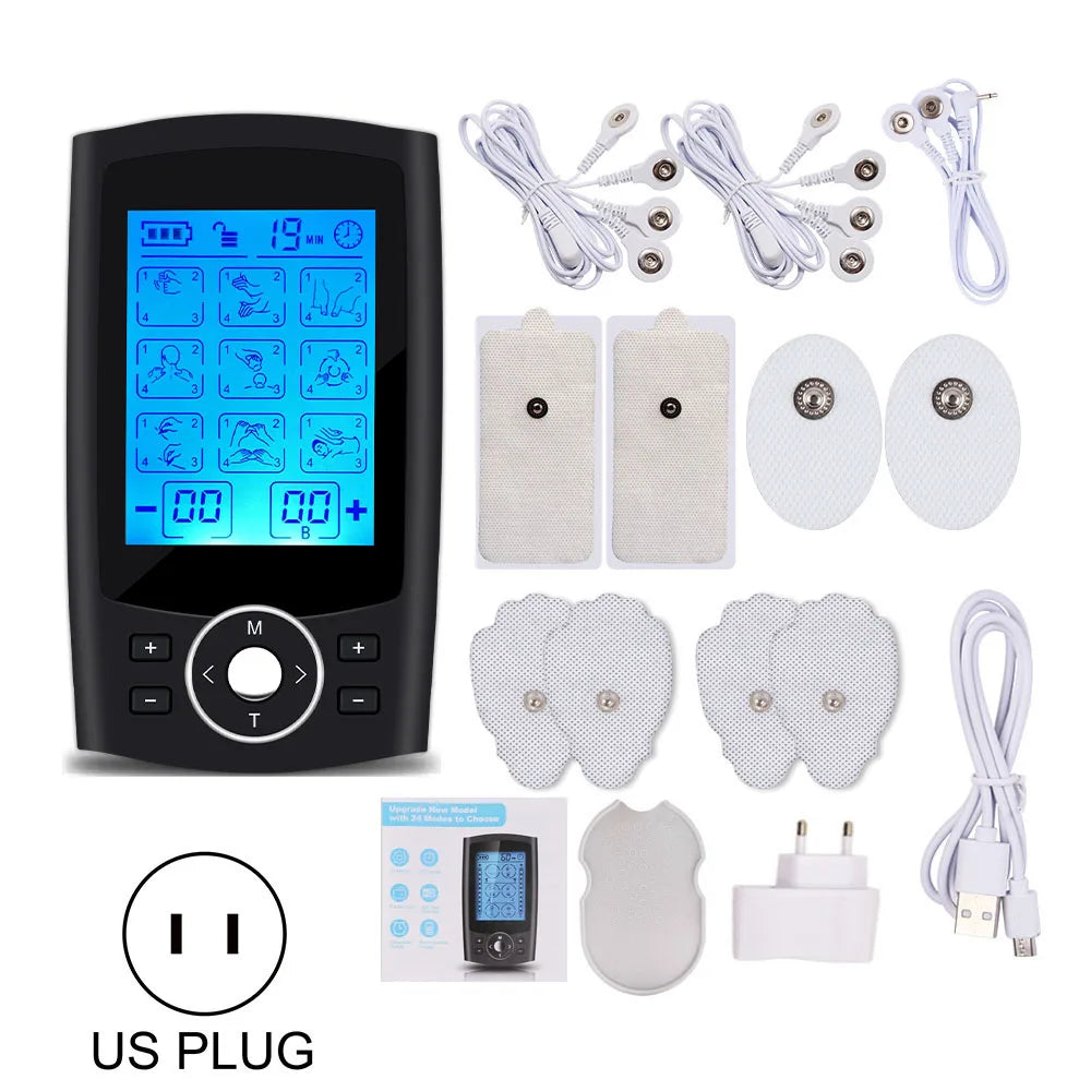 Electric Muscle Stimulation (EMS) Therapy Device with 36 Modes, 20 Intensity Levels, Adjustable Lightweight Design, and LCD Display for Pain Relief