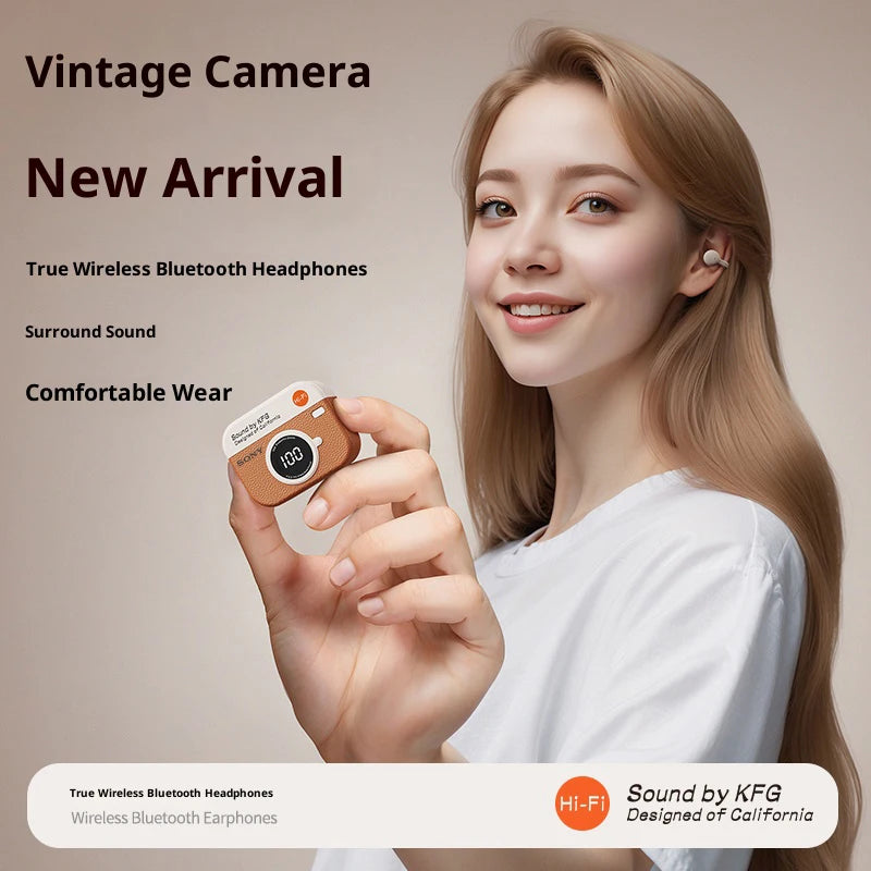 Open Ear Bone conduction Wireless Earphones with Microphone and Bluetooth 5.4 - Sports Clip-On Headphones