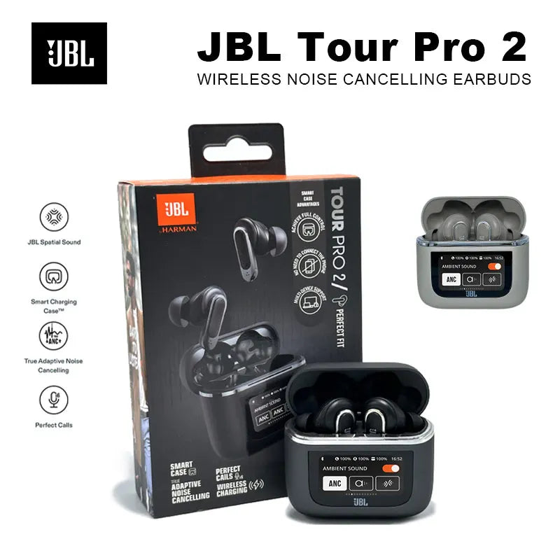 JBL Tour Pro 2 True Wireless Bluetooth Earbuds with LED Smart Display and Noise Cancelling Technology