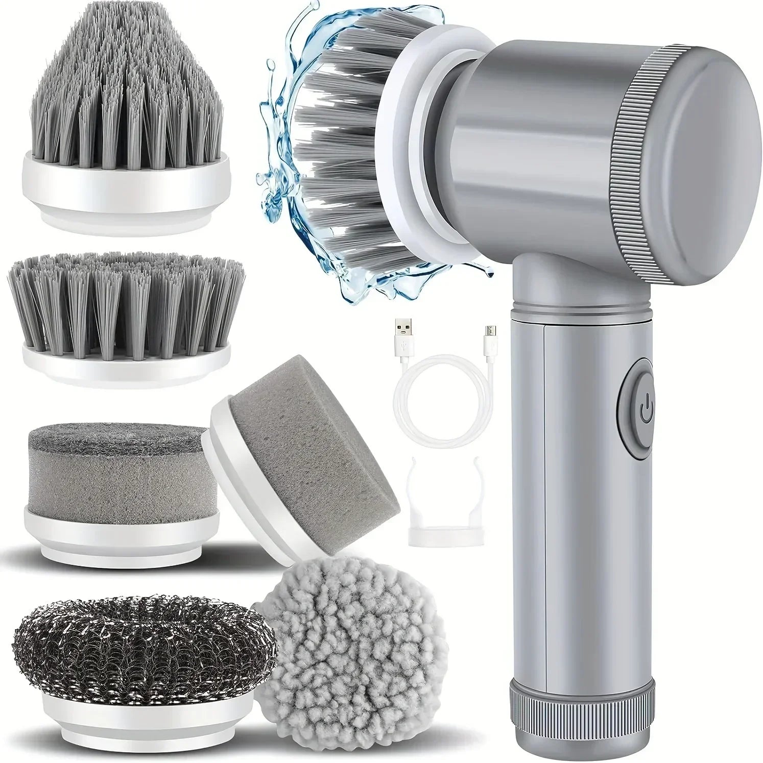 Cordless Electric Spin Scrubber with 6 Interchangeable Brush Heads for Efficient Cleaning