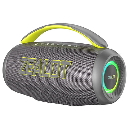 Zealot P12 60W Portable Bluetooth Speaker with IPX6 Waterproofing, Ergonomic Handle, Adjustable Lighting, TF and USB Connectivity