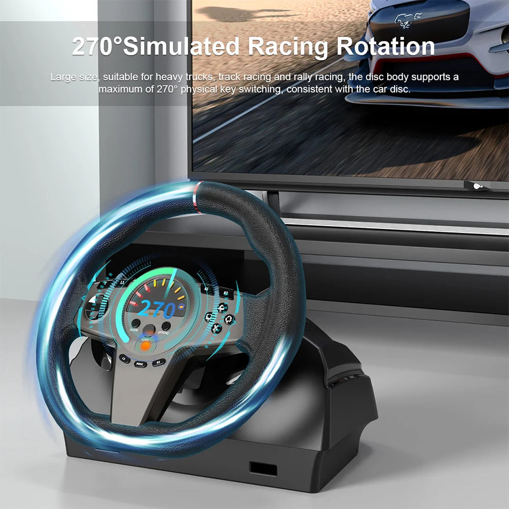 Professional Gaming Racing Wheel with Shifter and Pedals - 270° Steering Wheel Compatible with PS3, PS4,PS5, Switch, Xbox One, and Xbox Series X/S
