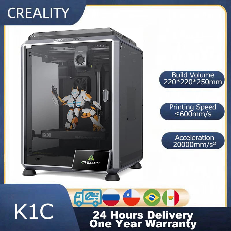 Creality K1C 3D Printer with 600mm/s Speed, AI Camera, Stable Frame, Auto Leveling, and Dual Fan Direct Cooling Extruder