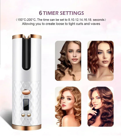 Wireless Automatic Hair Curler with Anti-Scald Technology USB Charging,