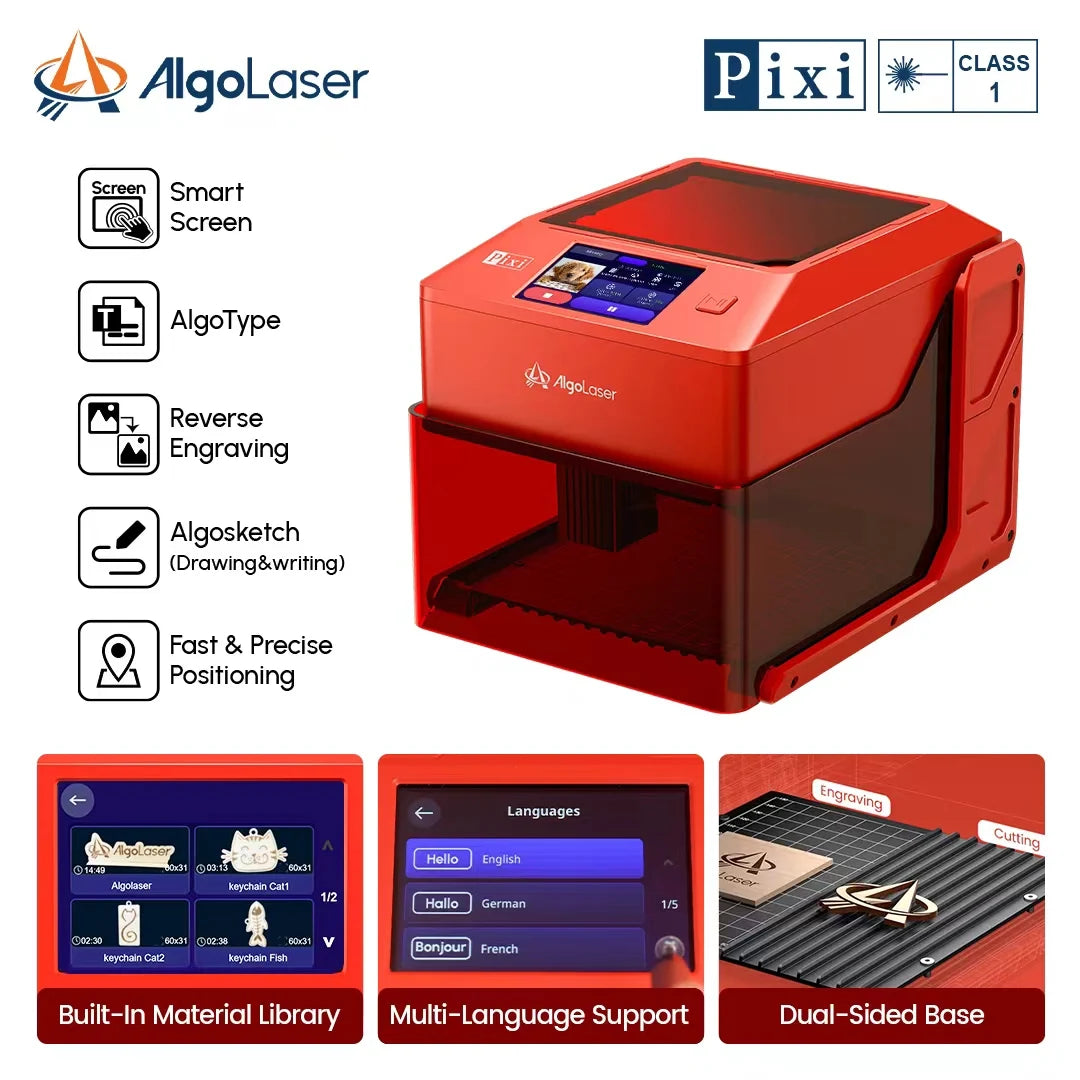 PIXI Entry-Level Mini DIY Laser Engraver - Enclosed Portable 3W, 5W, and 10W Diode Smart Laser Marker for DIY Cutting and Engraving