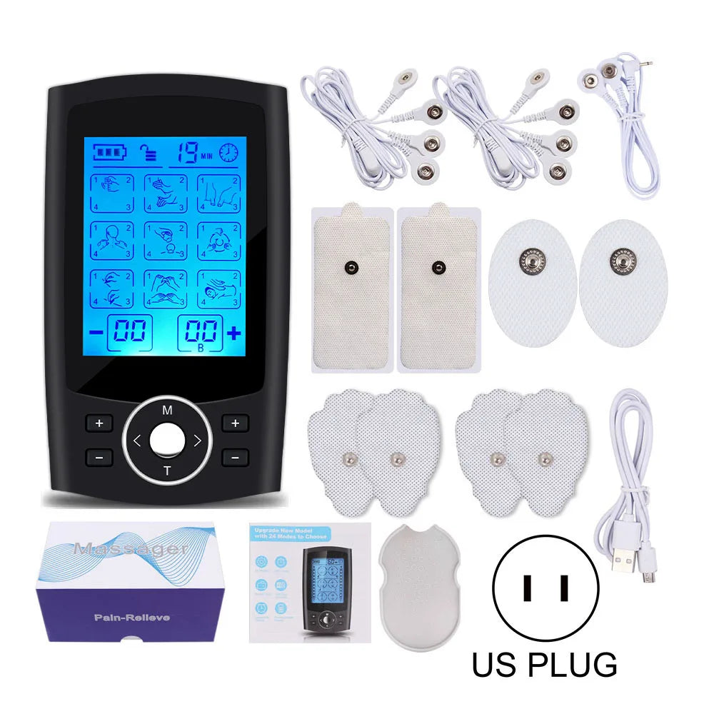 Electric Muscle Stimulation (EMS) Therapy Device with 36 Modes, 20 Intensity Levels, Adjustable Lightweight Design, and LCD Display for Pain Relief