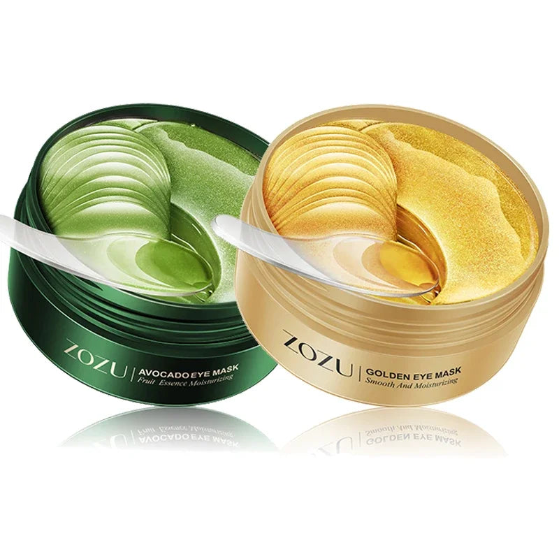 Avocado and Golden Collagen Eye Masks - 60 Pcs for Dark Circle Reduction, Moisturizing Anti-Wrinkle Care