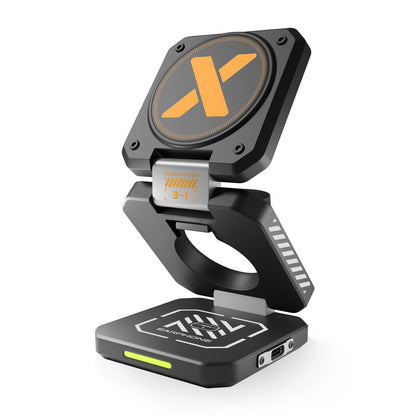 30W 3-in-1 Foldable Fast Magnetic Wireless Charging Station for iPhone 15/14/13/12, Apple Watch Series 8/7/6, and AirPods Pro