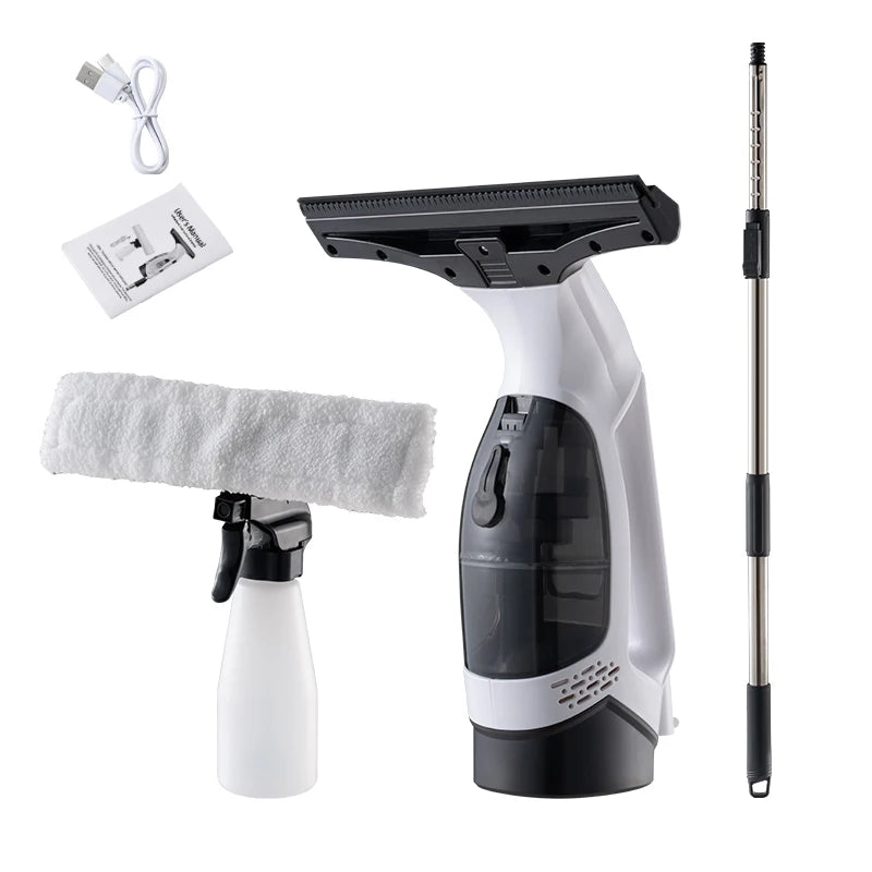 Electric Window Cleaner Multifunctional Cordless  - Rechargeable Portable Glass Cleaning Tool in White