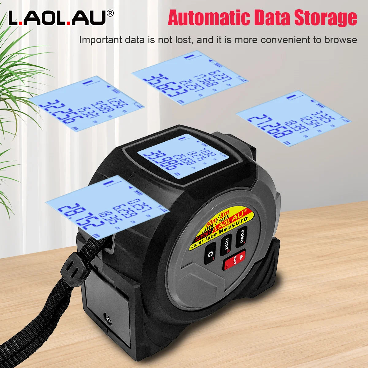 3-in-1 Laser Rangefinder with 5M Tape Measure and Handheld Laser Meter for Accurate Measurements and Cross Line Laser Level