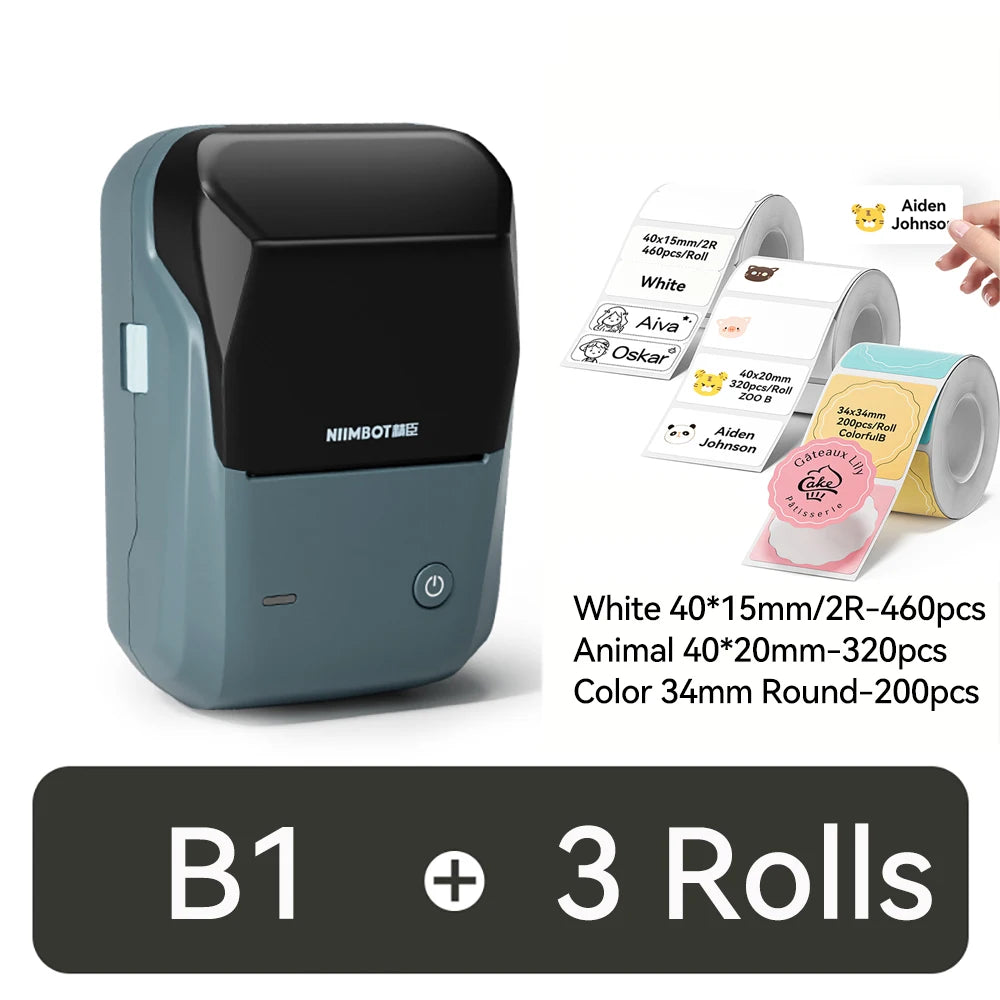 Nimbot B1 Portable Thermal Label Printer - 2 Inch Adhesive Sticker Maker with Bluetooth Connectivity for Smartphones and PCs