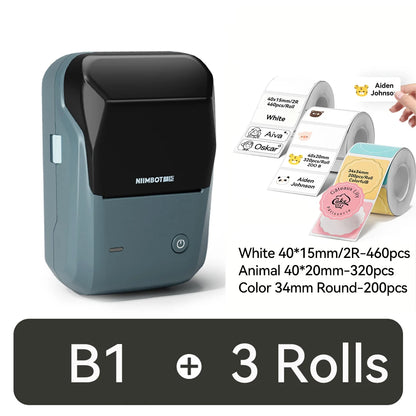 Nimbot B1 Portable Thermal Label Printer - 2 Inch Adhesive Sticker Maker with Bluetooth Connectivity for Smartphones and PCs