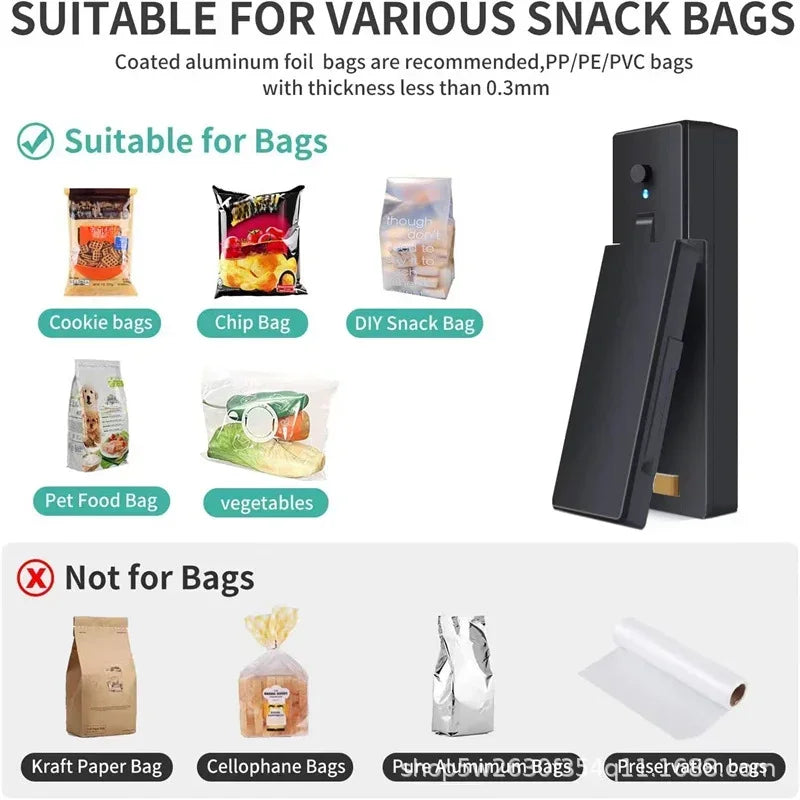 Mini Heat Sealer USB Rechargeable for Food Storage Bags - Compact Kitchen Gadget for Snacks and Sealing