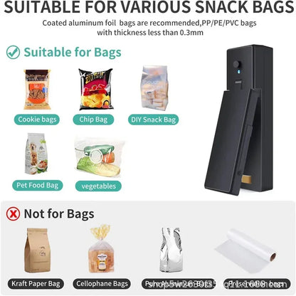 Mini Heat Sealer USB Rechargeable for Food Storage Bags - Compact Kitchen Gadget for Snacks and Sealing