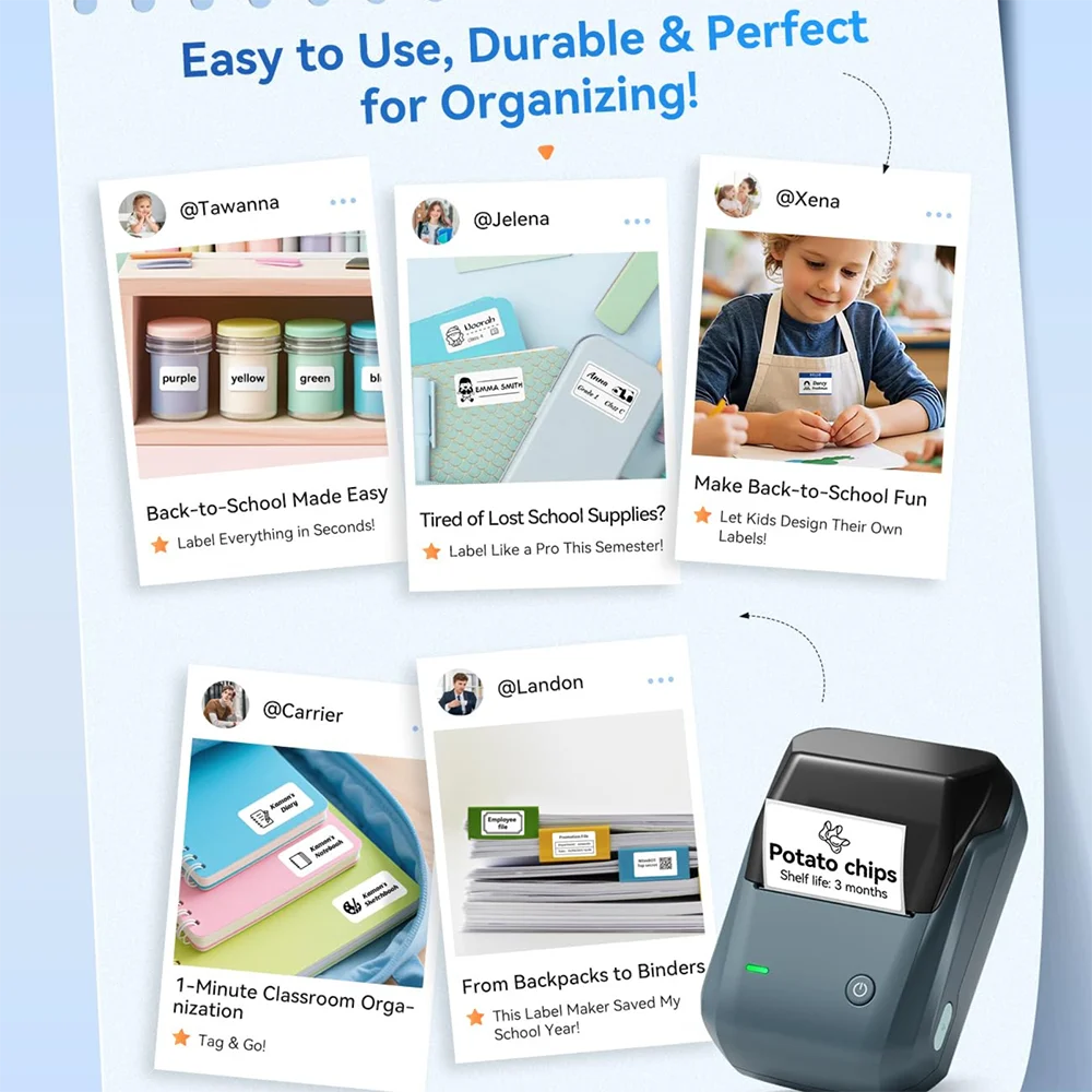 Nimbot B1 Portable Thermal Label Printer - 2 Inch Adhesive Sticker Maker with Bluetooth Connectivity for Smartphones and PCs