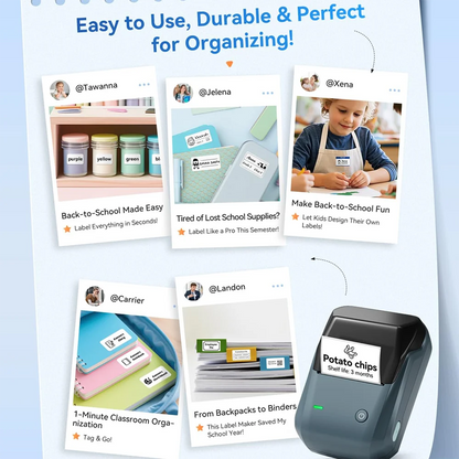 Nimbot B1 Portable Thermal Label Printer - 2 Inch Adhesive Sticker Maker with Bluetooth Connectivity for Smartphones and PCs